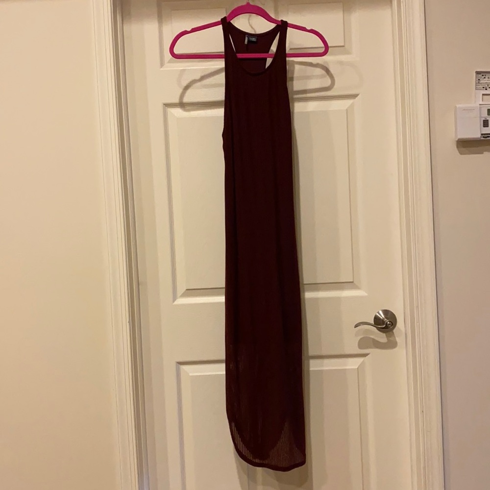 Urban Outfitters Maroon Ribbed Midi Dress